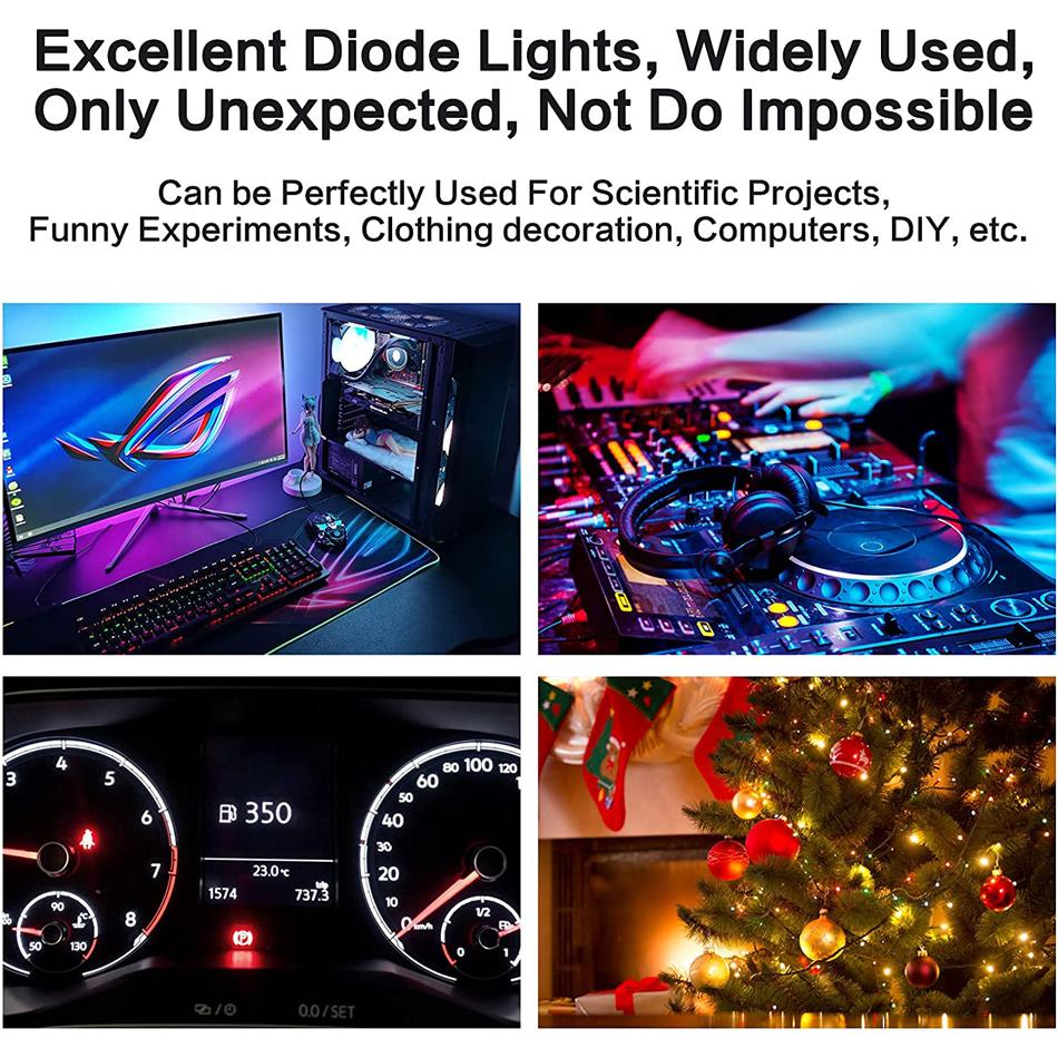 200 шт. светодиодов, 3 мм 5 мм прозрачные светодиодные лампы светодиодные лампы красные зеленые синие желтые белые для научных экспериментов