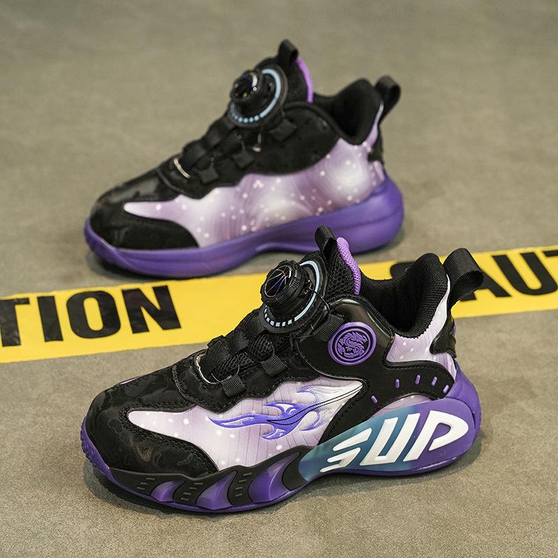 Амортизирующие кожаные баскетбольные кроссовки для мальчиков | Нескользящие, легкие спортивные кроссовки для детей старшего возраста, Осень/Зима 2025