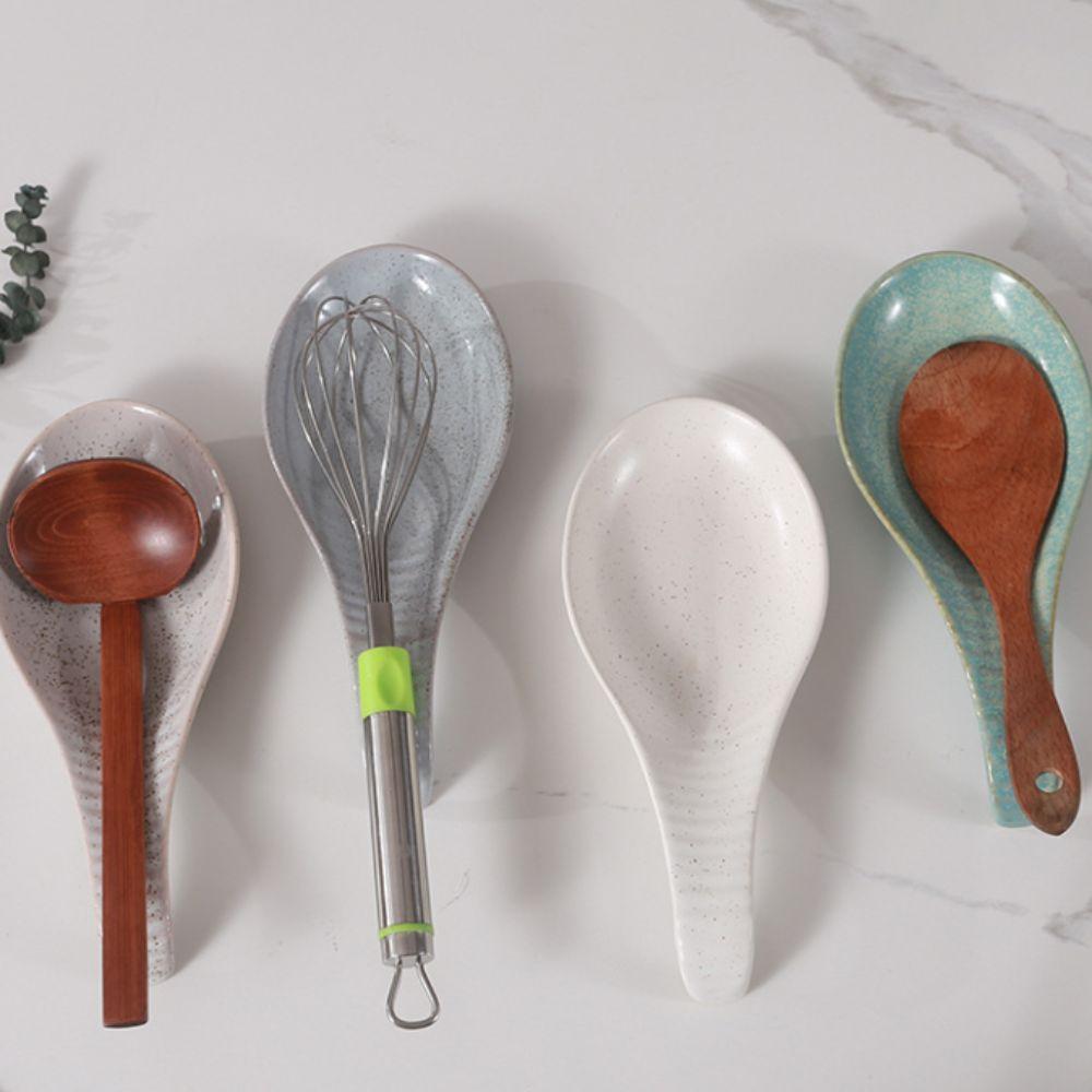 Vintage Porcelain Spoon Rest Anti-skid Texture Utensils Holder Minimalist Ladle Holder Restaurant