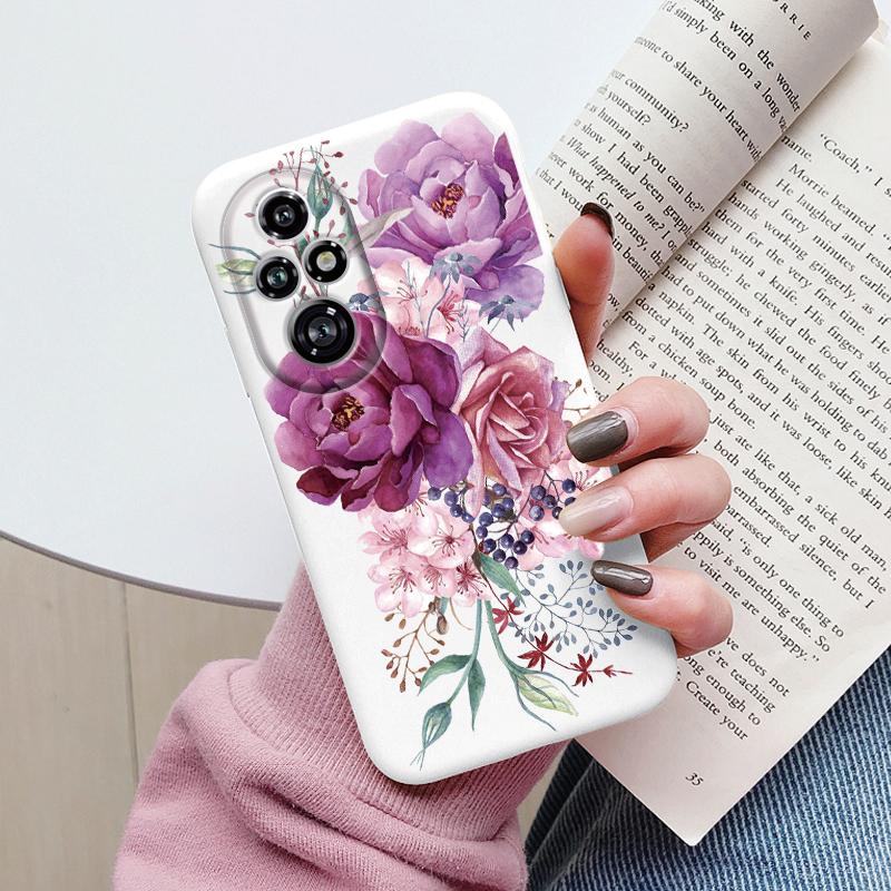 Красивые Цветы Для Чехла Honor 200 Pro Милое Сердце Леопардовый Принт Чехол Мягкий Силикон Матовый Защитный Funda Для Honor 200 Smart