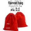 Red and Black Flocked Jewelry Pouch with Drawstring Closure - Customizable Logo