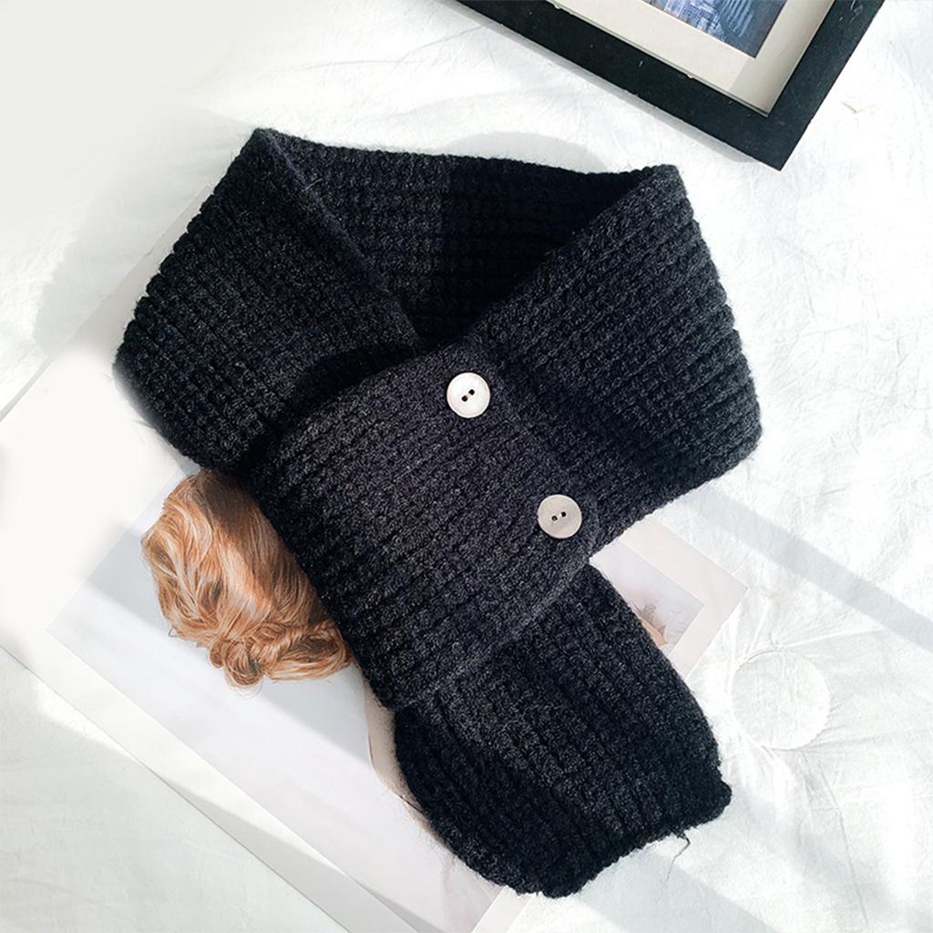 Elegant Knitted Scarf with Functional Buttons for Daily Wear Fashion Crossed Neck Warmer Wrap Scarf for Women Windproof