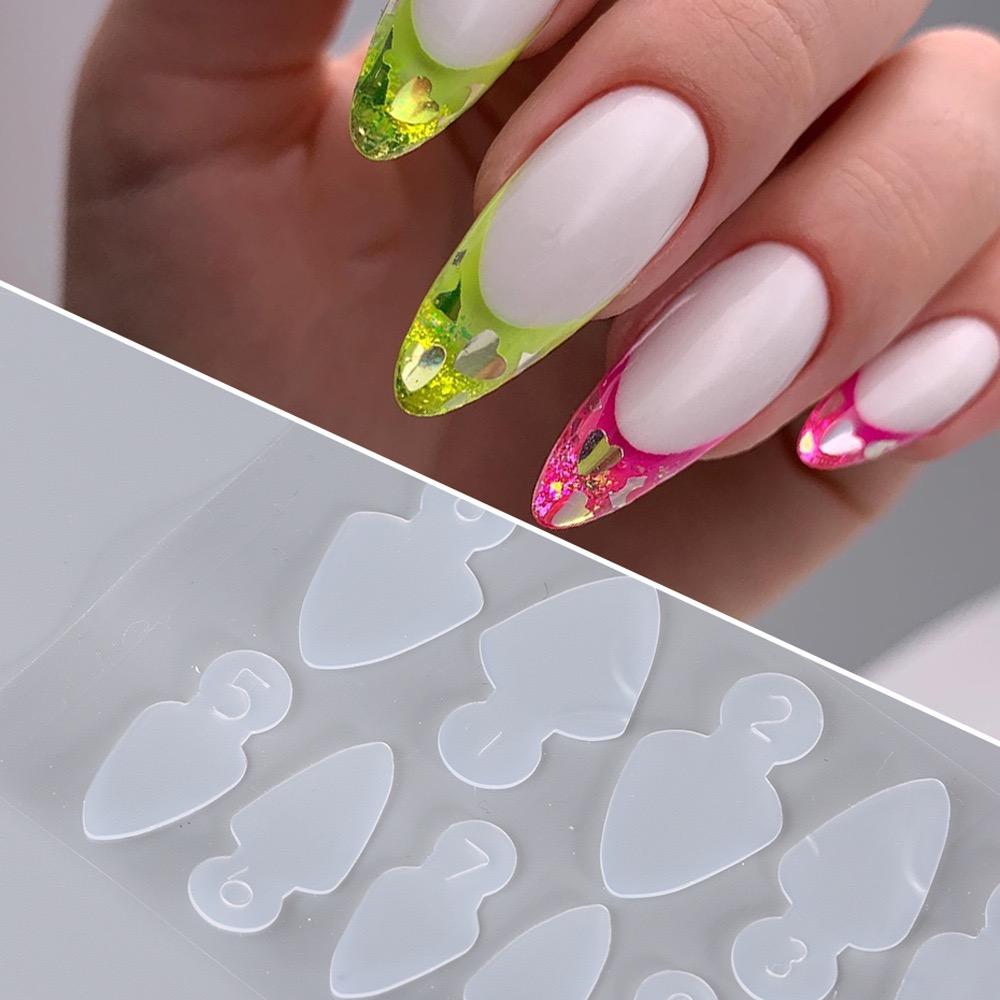 Двойные формы для ногтей, накладные наконечники для наращивания гелем, быстрое наращивание, направляющие для французских линий, силиконовая подушечка, форма для ногтей, многоразовые маникюрные инструменты