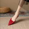 Fashion Women Sandals Luxury Designer Slingback Shoes Woman Pointed Toe Heels Golden Silver Red Pumps Block Heel Sandalias De Mujer