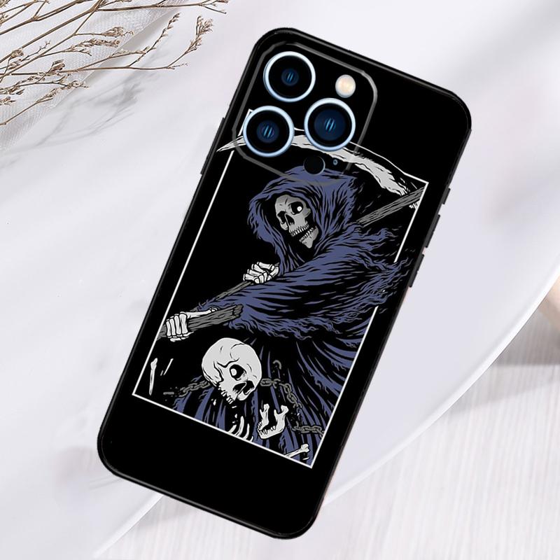Reaper Skull Skeleton Phone Case For iPhone 17 Pro Max 16 15 13 12 11 14 Pro Max Plus 13 12 Mini 16e 17 Air Cover
