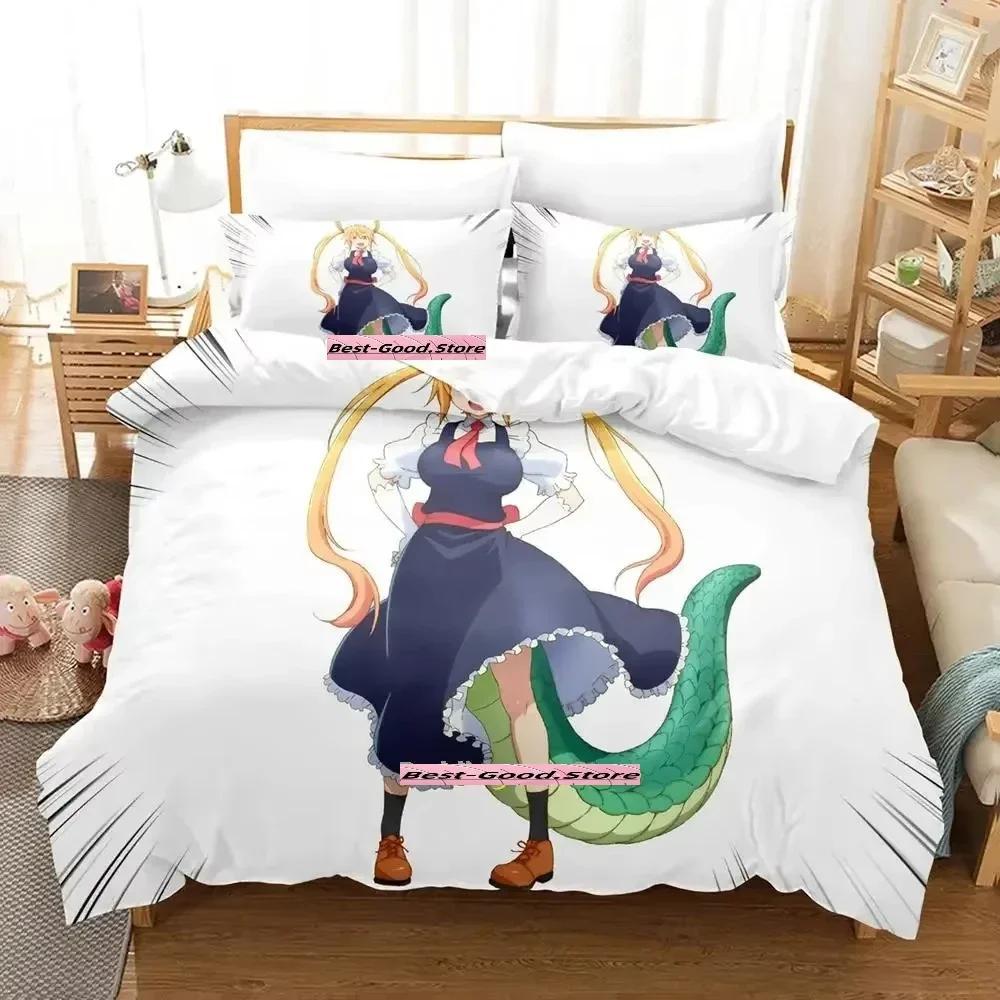 Новый комплект постельного белья Miss Kobayashi's Dragon Maid, комплект из трех предметов в стиле аниме для взрослых и детей, комплект пододеяльников, модный комплект постельного белья