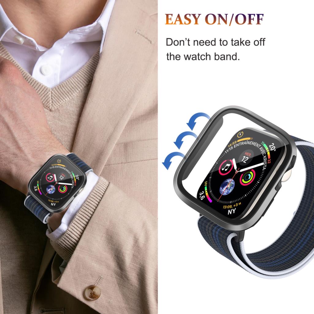 Glass+Metal Case For Apple Watch Ultra 49mm Accessories Protector Bumper Tempered iwatch series 8 7 se 45mm 41mm 44mm 40mm cover