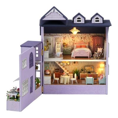 Spilay DIY Деревянный Миниатюрный Кукольный Домик Набор с Мебелью Декоративный и Светодиодный 3D Пазл Игрушка для и Идеально для и Рождества Возраст 14 лет и старше Набор,