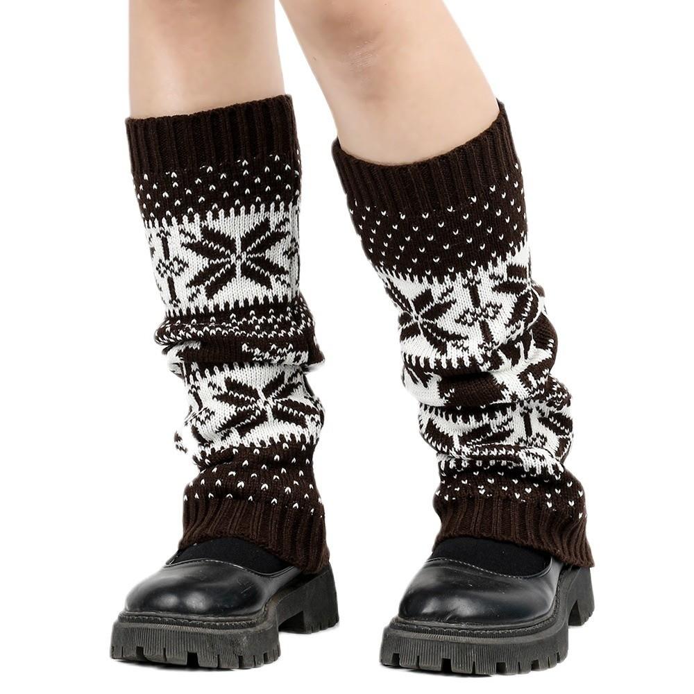 Foot Cover Calf Socks Crochet Knitted Boot Sock Sleeves Cozy Christmas Snow Leg Warmers  Streetwear
