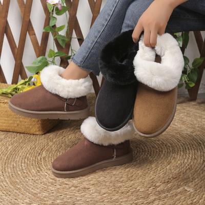 Зимние ботинки из флиса и хлопка с металлической пряжкой большого размера, европейские и американские ботинки на толстой подошве для снега женские