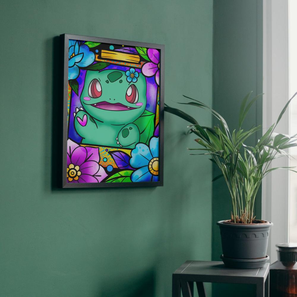 Paint by Numbers with Frame Pictures for Painting Pokemon Bulbasaur 40X50
