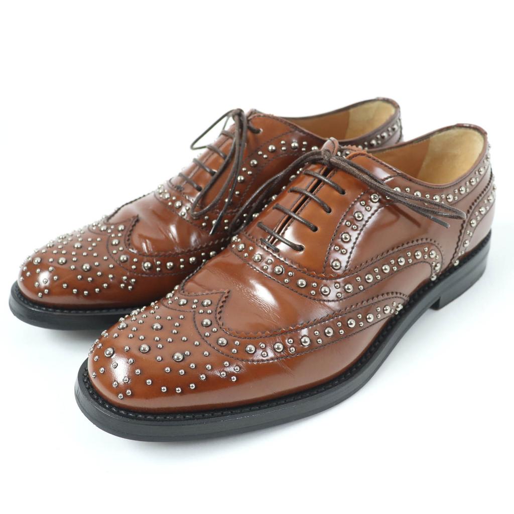 Отличные кожаные туфли CHURCH'S Burwood Met Studs Wingtip Коричневая кожа Женские 36.5 Б/у