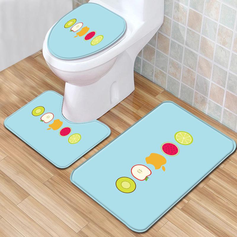 Small Fresh Toilet Three-Piece Floor Mat Bathroom Absorbent Non-Slip Carpet Door Mat