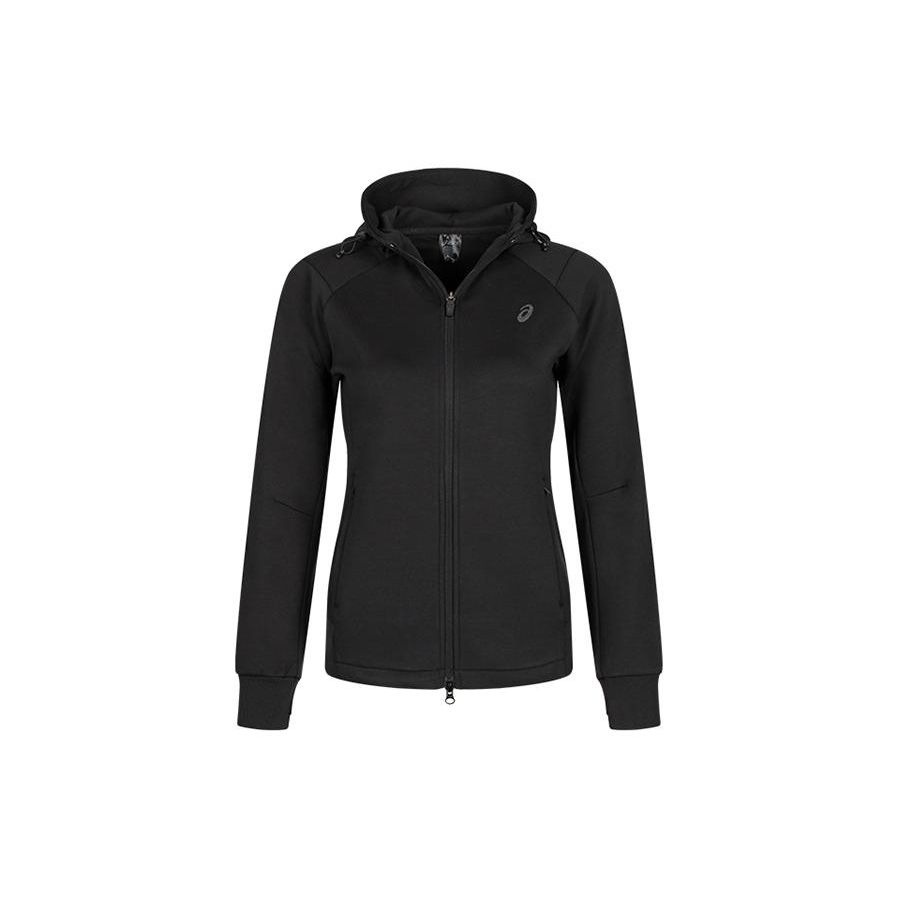 Asics Однотонная влагоотводящая спортивная куртка с капюшоном, женская куртка, черная 2032D038-001