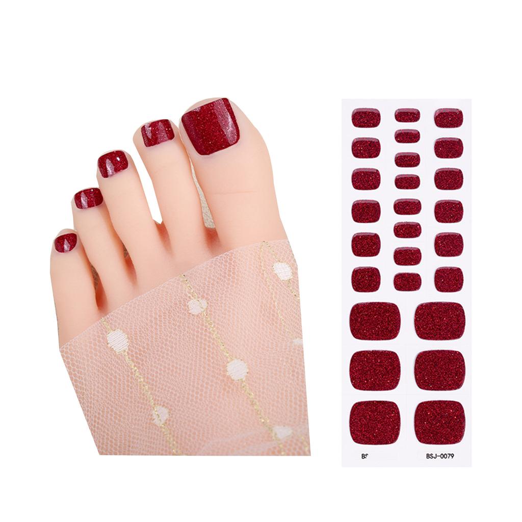 Toenail Stickers Semi Cured Gel Toenail Strips Solid Color Toenail Polish Strips Toe Nail Wraps Toenail Art Decoration