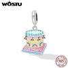 Стерлингового серебра 925 пробы с вишневым радужным кремом и тортом, подвеска-подвеска, подходит для оригинального браслета, ожерелья для женщин, ювелирные изделия