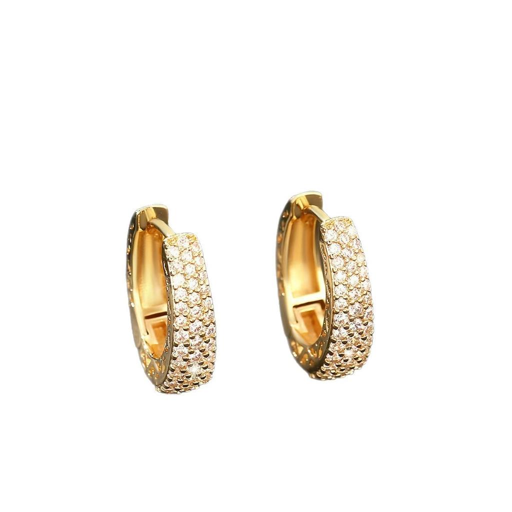 Серьги-кольца Huitan Hollow Gold Color для женщин, украшенные ослепительными камнями CZ, роскошные модные женские круглые серьги, эффектные ювелирные изделия