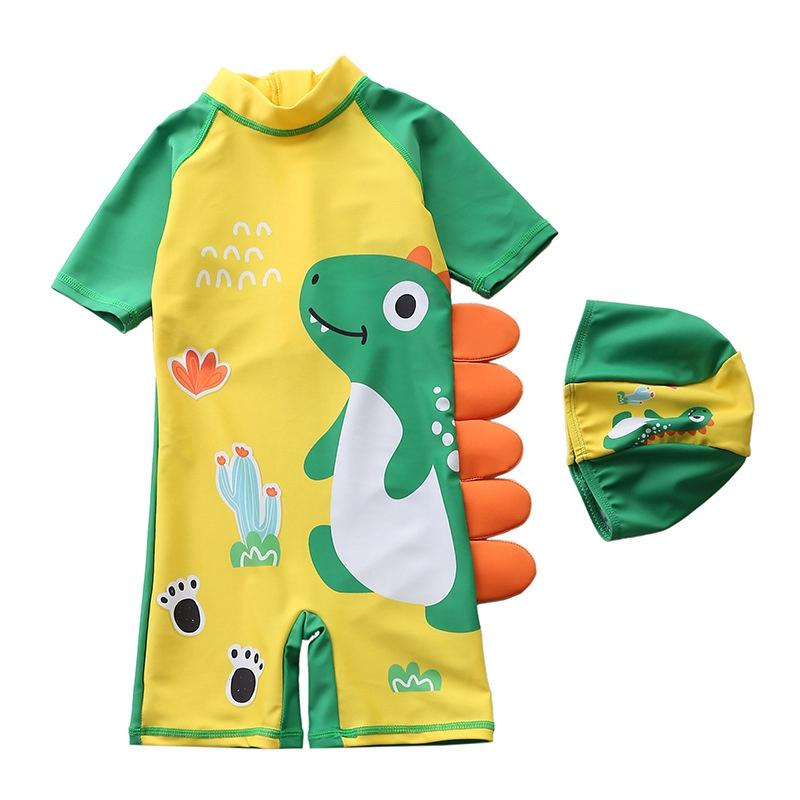 Сплошные солнцезащитные костюмы на молнии для малышей и шляпа от солнца, пляжный купальник для младенцев