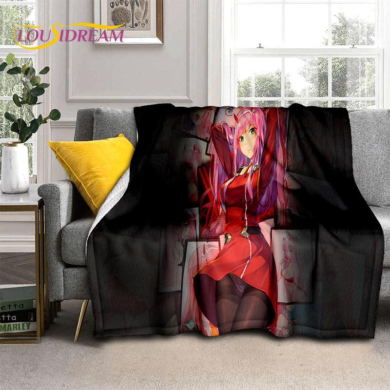 Zero Two Sexy Girl DARLING in The FRANXX Cartoon Flannel Blanket for Bed Bedroom Sofa Picnic,Throw Blanket for Outdoors Leisure