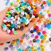 500Pcs Round Shape Acrylic Beads Spaced Smile Beads For Jewelry Making Craft Accessories