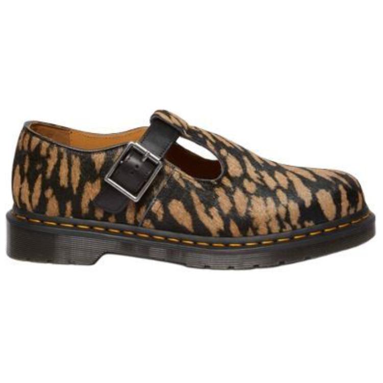 Dr. Martens T-Bar Leather Casual Versatile Mary Jane Shoes Men Shoes Leopard-Print 32135526