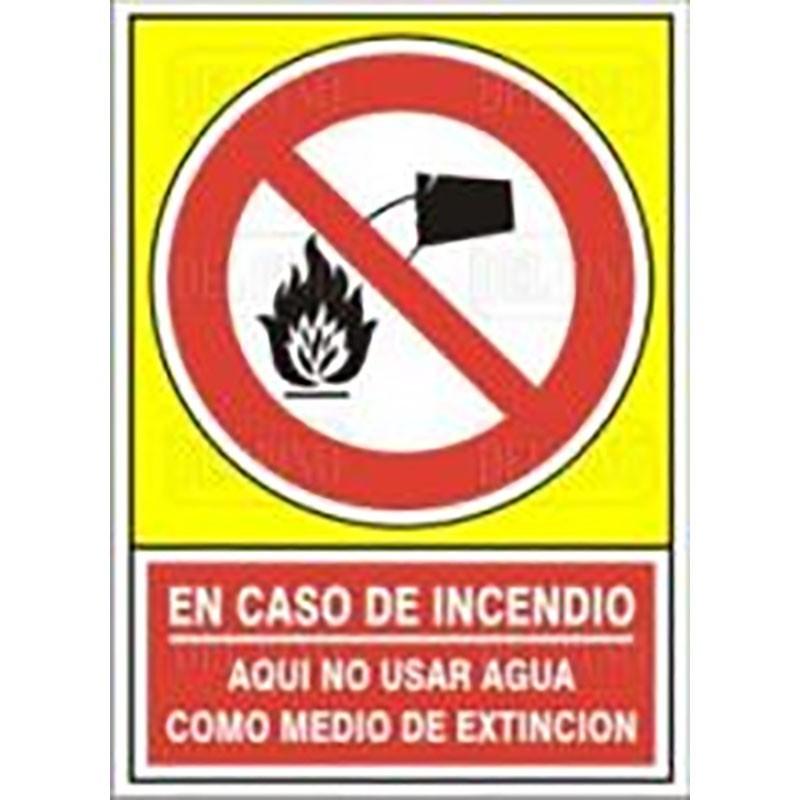 DUVER - SEÑAL 409 PLAST.490x345''NO AGUA P/EXT'' EN CASO DE INCENDIO NO USAR AGUA