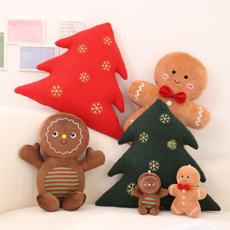 Christmas Gingerbread Man Pillow & Tree Cushion - Holiday Gift for Kids