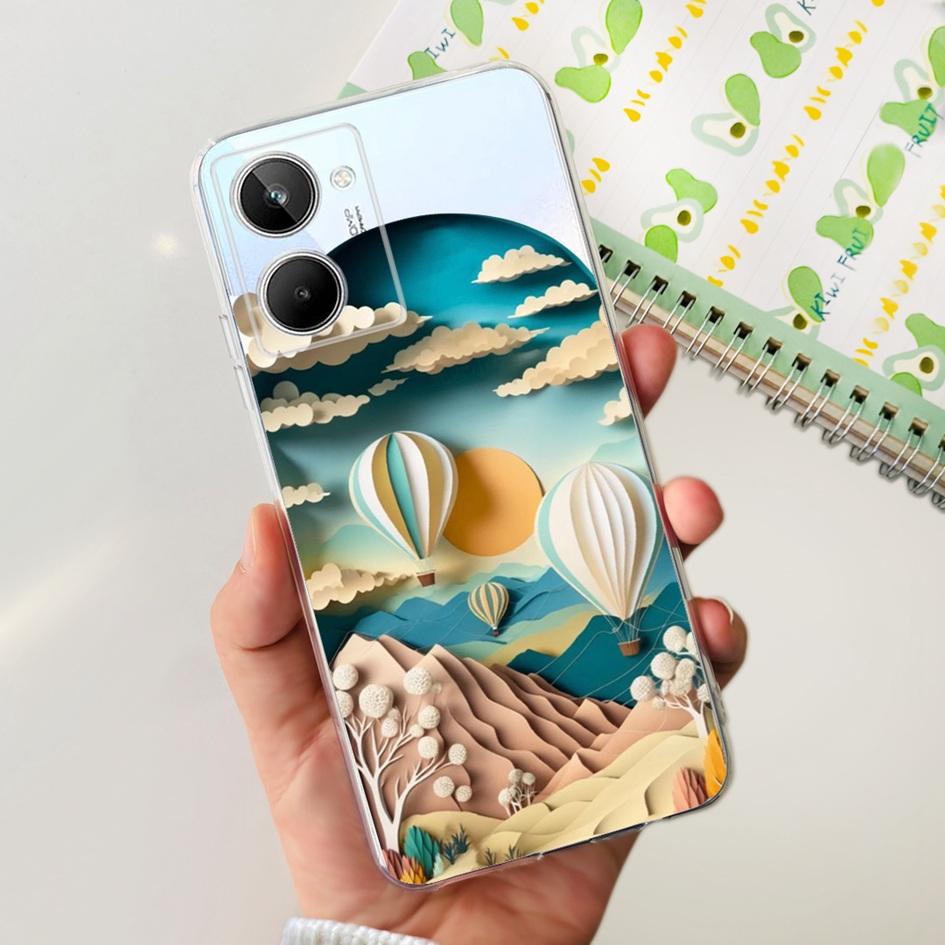 Чехол для Realme 10 RMX3630 Задняя крышка Милый мультяшный панда Тонкий мягкий прозрачный силиконовый чехол для телефона Для Realme 10 Pro Plus RMX3687 Capa