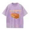 2026 Funny Bread Cat Gluten Morgen Graphic T Shirt Men Women Vintage Washed Black Unisex Casual Tee