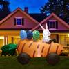 Inflatable Easter Carrot Car Bunny Giant Egg LED Yard Decoration Lawn Porch Party Centerpiece For Kids Family Holiday Gift
