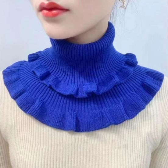 Women Fake Collar Double-Layered Ruffle Trim Autumn Winter False Collar Solid Color Detachable Collar Shirt Accessory