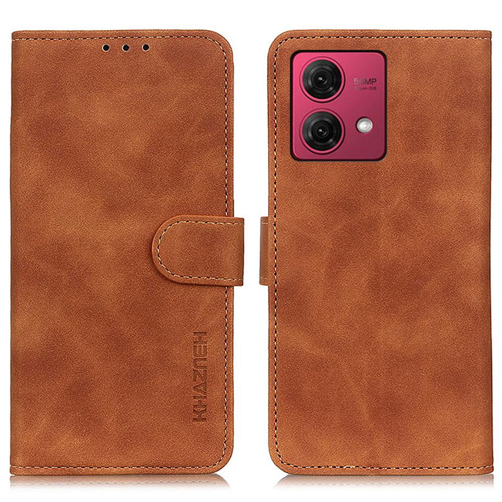 KHAZNEH For Motorola Moto G84 5G Case Retro Texture PU Leather Phone Stand Cover