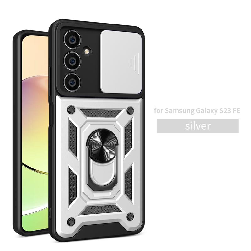 Для Samsung Galaxy S23 FE S23FE чехол Slide Camera Armor Phone Case для Samsung S23 fe S23 FE автомобильный магнитный держатель кольцо задняя крышка