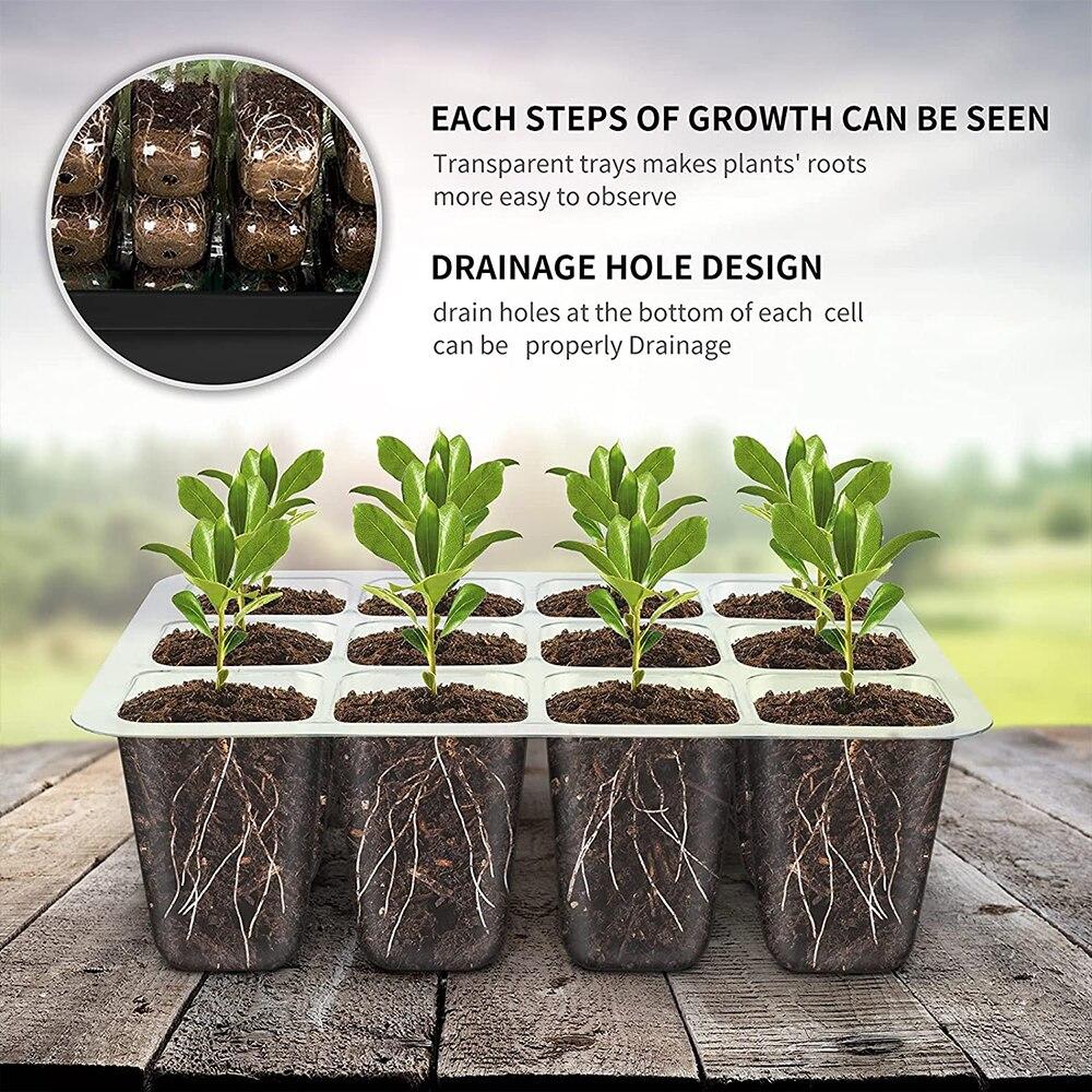 Светильник для выращивания с поддоном для семян, полный спектр, 5 шт., набор для посева, инструменты, лампа для выращивания прорастания для теплицы в помещении, 12 ячеек