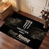 Monster Energy Personalized Crystal Velvet Carpet, Customized Name Text Soft Anti‑Slip Rug for Living Room Bedroom