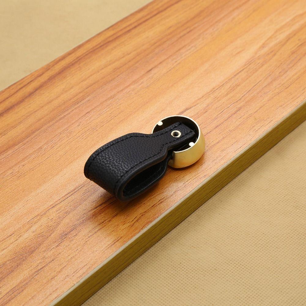 Black Leather Handle Soft Cabinet Pulls Vintage Drawer Handle Wardrobe