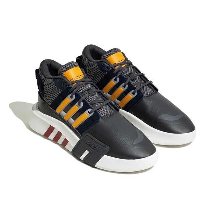 adidas Оригинальные EQT Bask Adv V2 Удобные Повседневные Кроссовки Мид-Топ Унисекс Черные Желтые ID4072