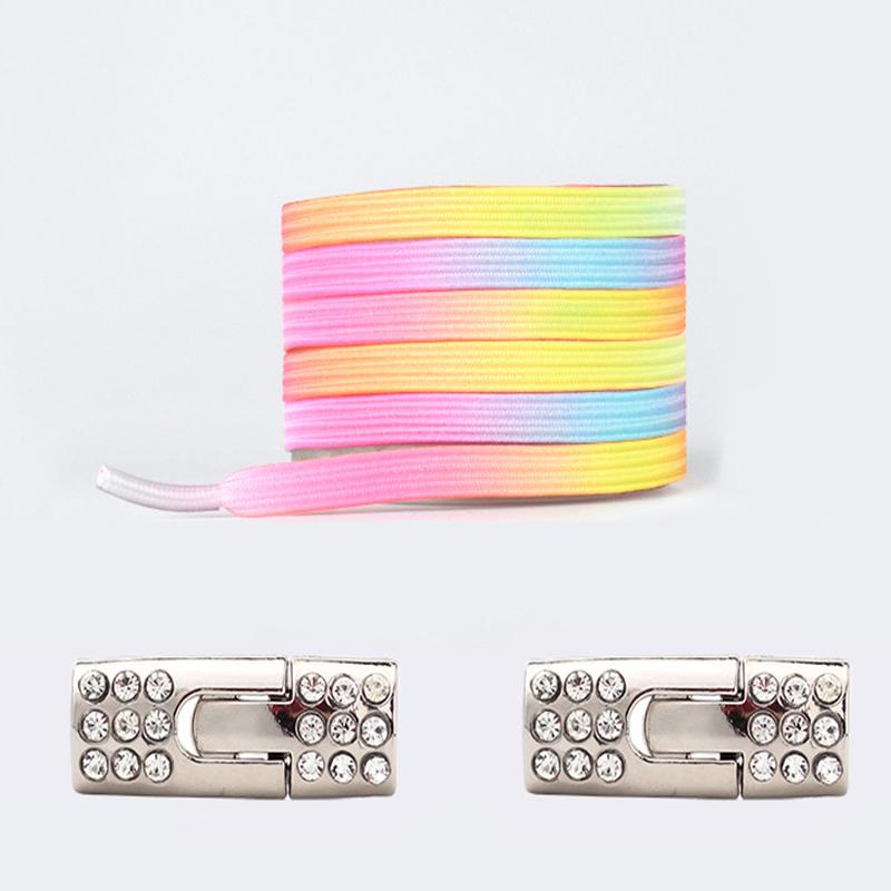 Colorful Diamond Buckle Elastic No-Tie Shoelaces Pearl Detailing Sneaker Shoelaces for Kids & Adults Easy Slip-On Shoe Laces