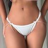 Sexy Women Panties Mesh Splice Lace Underpants With Bow Tie Low-Rise Briefs Ice Silk Soft Breathable Lingerie