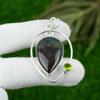 925 Silver Pear Bloodstone Stone Peridot Wife Engagement Birthday Bezel Pendant