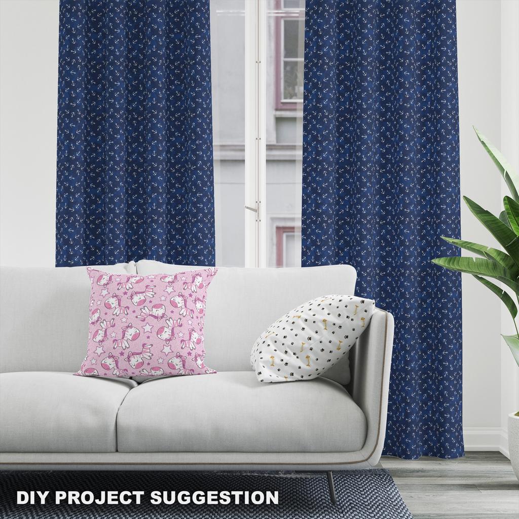 Royal Samt Stoff Polyester Zum Nähen - Motiv Anker Auf Marineblauem