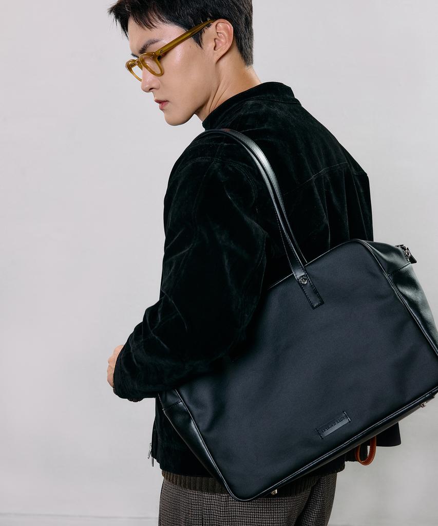 Bedford11Th Union Square Shoulder Bag [Black Canvas Leather Combo]