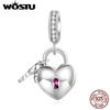 925 Sterling Silver Unique Exquisite Heart Lock & Key Charms Pendant Fit Original DIY Bracelet Bangle Jewelry Gift