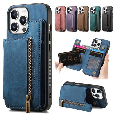 Чехол-кошелек на молнии с карманом для визитных карточек для iPhone, Samsung, Xiaomi, Google, кожаный чехол-книжка из искусственной кожи с отделениями для карт