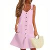 Women's Summer Dress Sleeveless Spring Solid Color Sundress With Pockets