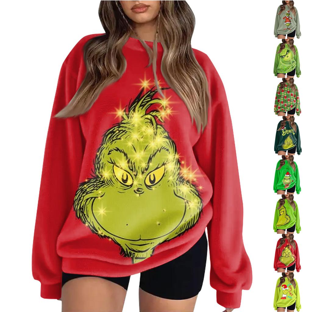 Women's Christmas Printed Flannel Sweatshirt Top