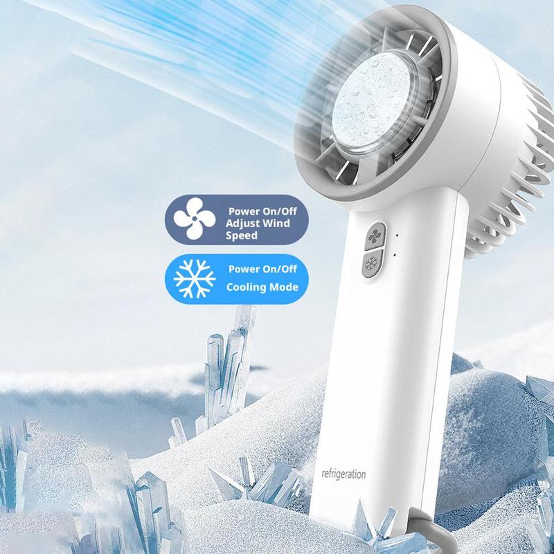 Ice-cooling high-speed handheld fan 18650 high-performance battery Adjustable Mini Foldable Air Cooling Turbo Fan