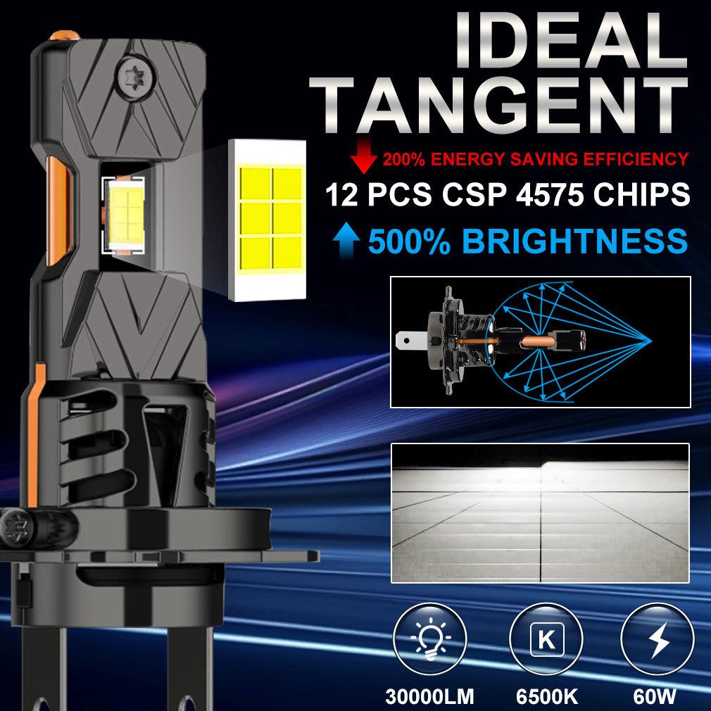 2 шт. H7 H4 LED CANBUS Лампы для фар H11 H8 9005 HB3 9006 HB4 для автомобиля 30000 лм Супер яркие светодиодные прожекторы Беспроводная турбо-вентиляторная фара Автомобильная противотуманная фара
