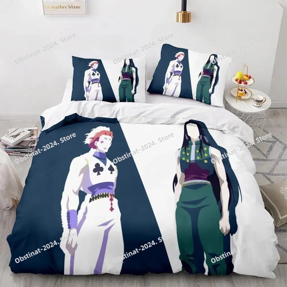 HUNTER×HUNTER Комплект постельного белья Печатный комплект постельного белья Пододеяльник Простыня Наволочка Постель Мягкое покрывало Полный Queen King Размер 3D Печать Аниме