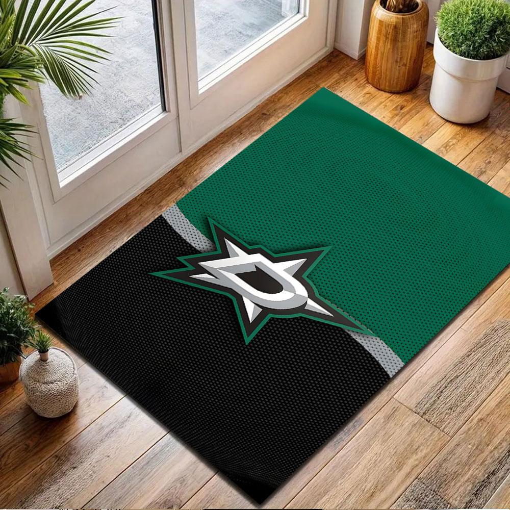 Green and Black Star Logo Design Patterned carpet, non slip mat suitable for living room and bedroom sofas